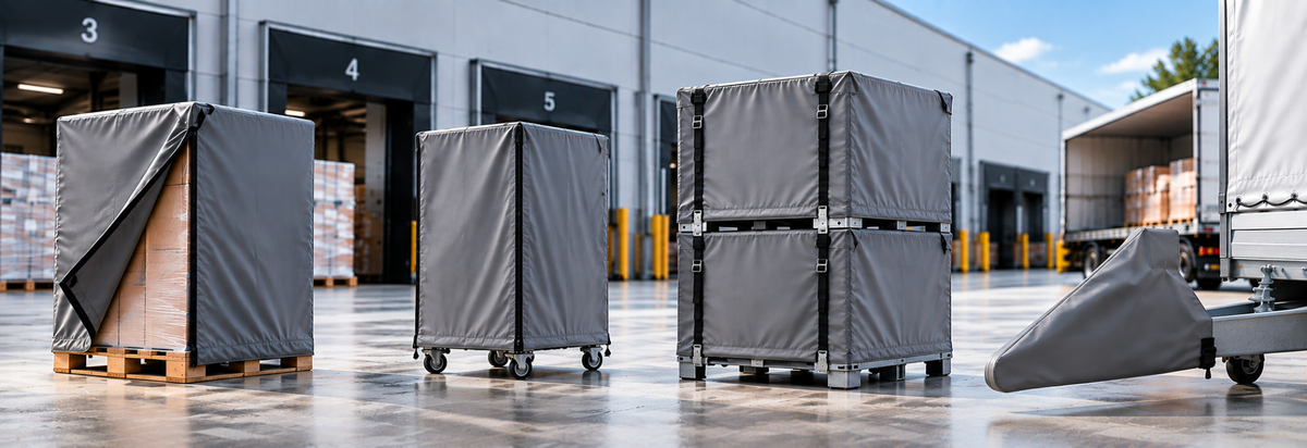 Maßgefertigte Schutzhüllen für Transport und Logistik an verschiedenen Ladungsträgern